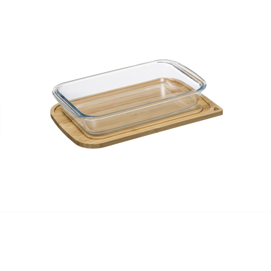 Vas Termic Multifunctional Sticla Borosilicata cu Capac din Bambus 1.6L Daily Maro