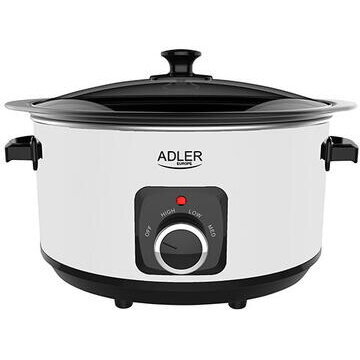 Multicooker Slow Cooker 290W 5.8l 3x Viteze de Cald Capac Sticla Ceramica/Inox Alb/Negru