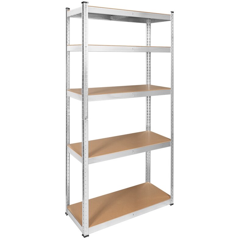 Raft Metalic Rebel RB-1250 cu 5 Polițe MDF 180x90x40CM Sarcina Maximă 875KG Argintiu