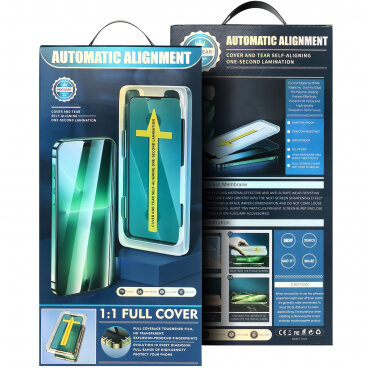 Folie de Protecție Ecran OEM Automatic Alignment pentru Apple iPhone 16 Pro Max Sticlă Securizată Full Glue 5D Neagră — imaginea 3