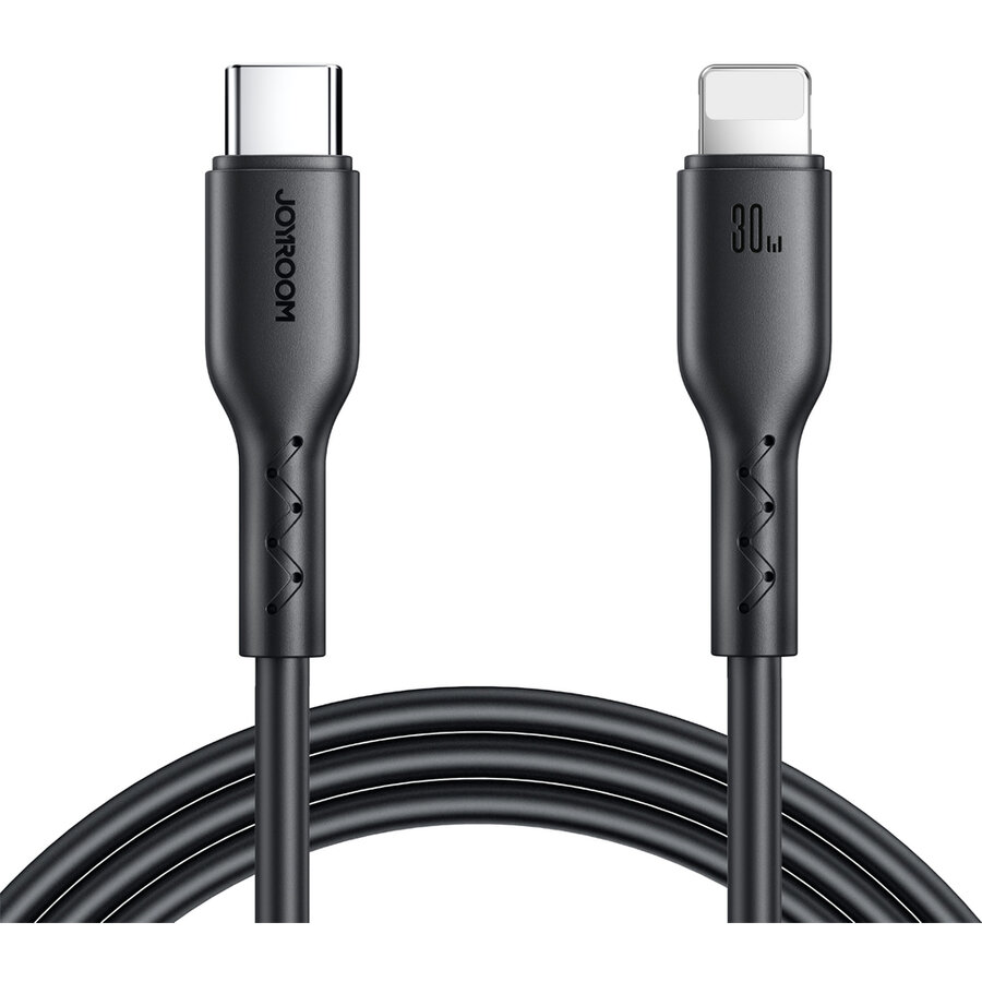 Cablu de date Flash-Charge Series SA26-CL3, USB-C la Lightning, 30W, 480Mbps, 1m, Negru