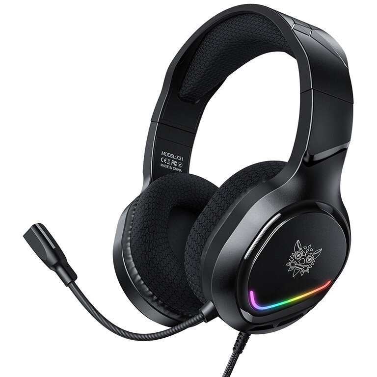 Casti Gaming X31 cu Microfon Difuzor 50MM Jack 3.5MM / USB RGB Lungime Cablu 2.2M Negru