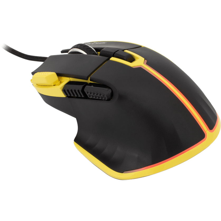 Mouse Gaming cu Fir White Shark MARROK USB 2.0 12000DPI Negru/Galben — imaginea 2