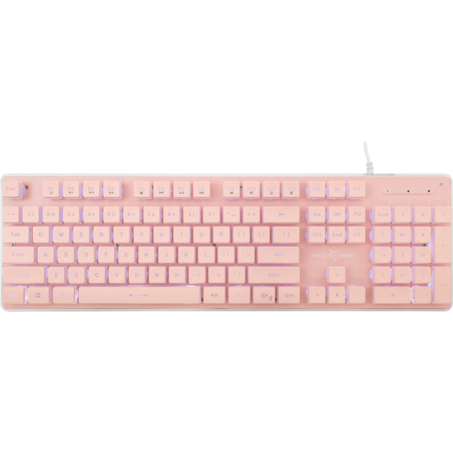 Tastatura Gaming cu Fir TACHI USB 2.0 Layout US ILuminare White LED Roz