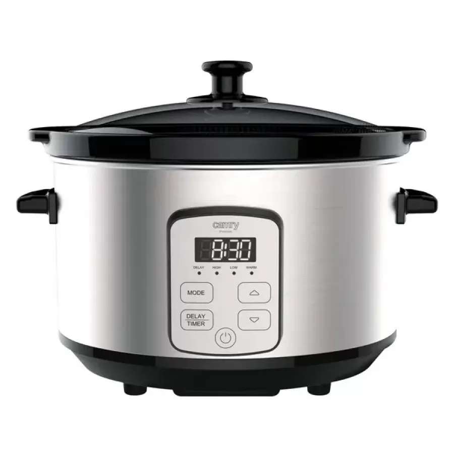 Slow Cooker Adler CR6414 270W 4.7L Afișaj LED Cronometru Funcția De Menținere La Cald Argintiu/Negru