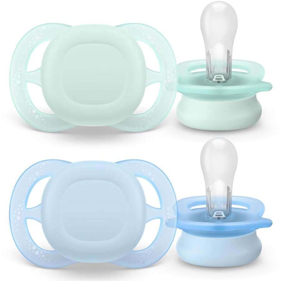 Set 2 Suzete Ultrastart SCF075/12 0-2luni Verde / Albastru