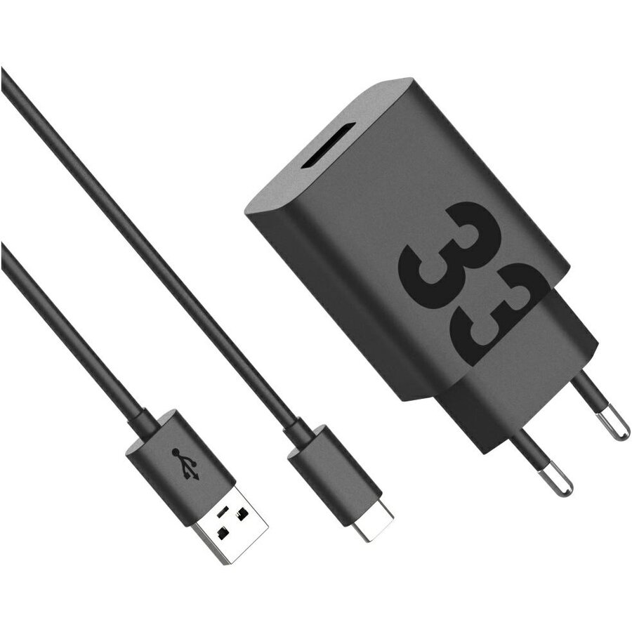 Incarcator TurboPower, USB-A, 33W, Cablu USB-A/USB-C 1m inclus, Negru