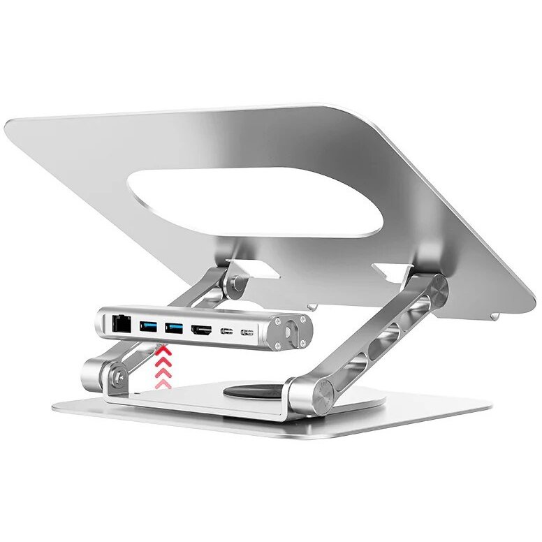 Stand Laptop Ajustatil + USB-C HDMI Hub D1109B01 PD 100W Aluminiu