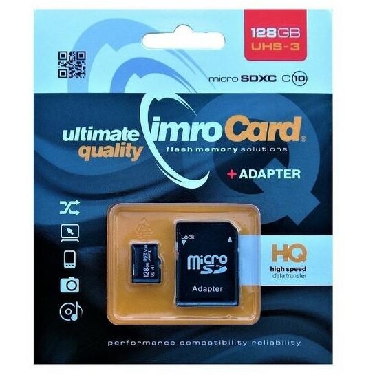 Card , MicroSDXC, 128GB, clasa 10 UHS-3, cu adaptor SD, Negru