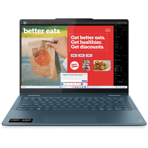 Laptop Yoga 7 WUXGA 14 inch AMD Ryzen AI 5 340 16GB 512GB SSD Windows 11 Home Tidal Teal