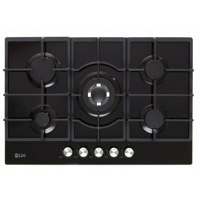 Plita Incorporabila Pe Gaz MARBELLA WOK JZ5BK75 5 Arzatoare Wok Aprindere Electrica Gratare Fonta Siguranta 75CM Negru