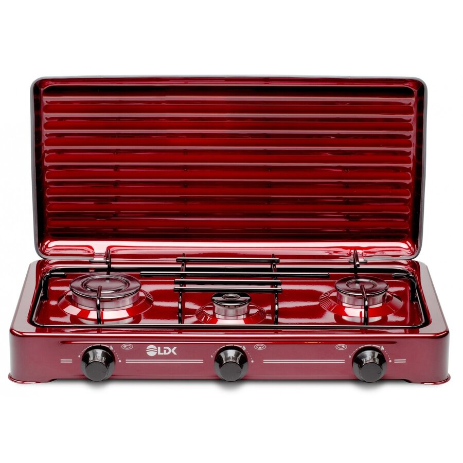 Plita Aragaz AMORFO 3/BORDO+CAPAC Alimentare la Butelie 3 Arzatoare Capac Metalic Bordo