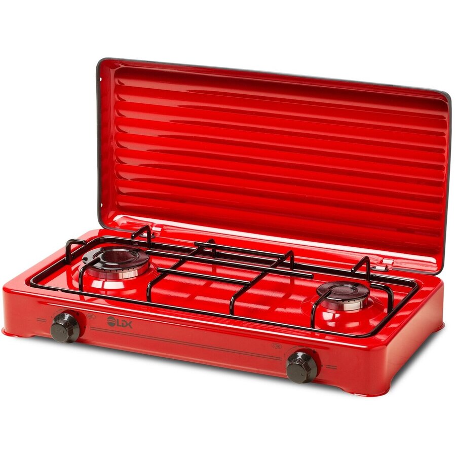 Plita Aragaz PAMORFO 2/RED+CAPAC Alimentare la Butelie 2 Arzatoare Capac Metalic Rosu