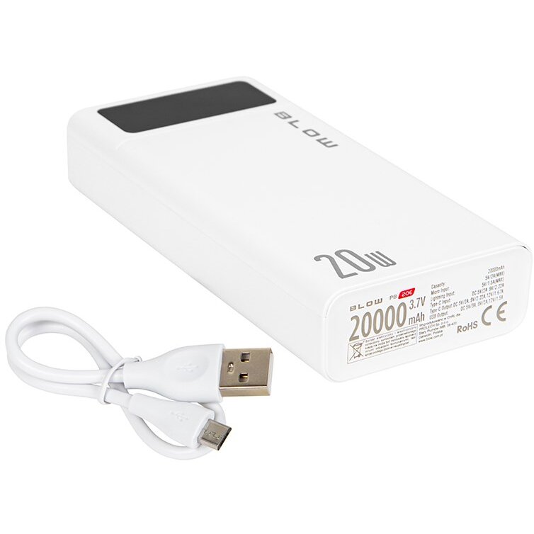 Baterie Externa 20000mAh QC+PD 20W + Lightning PB20E Alb