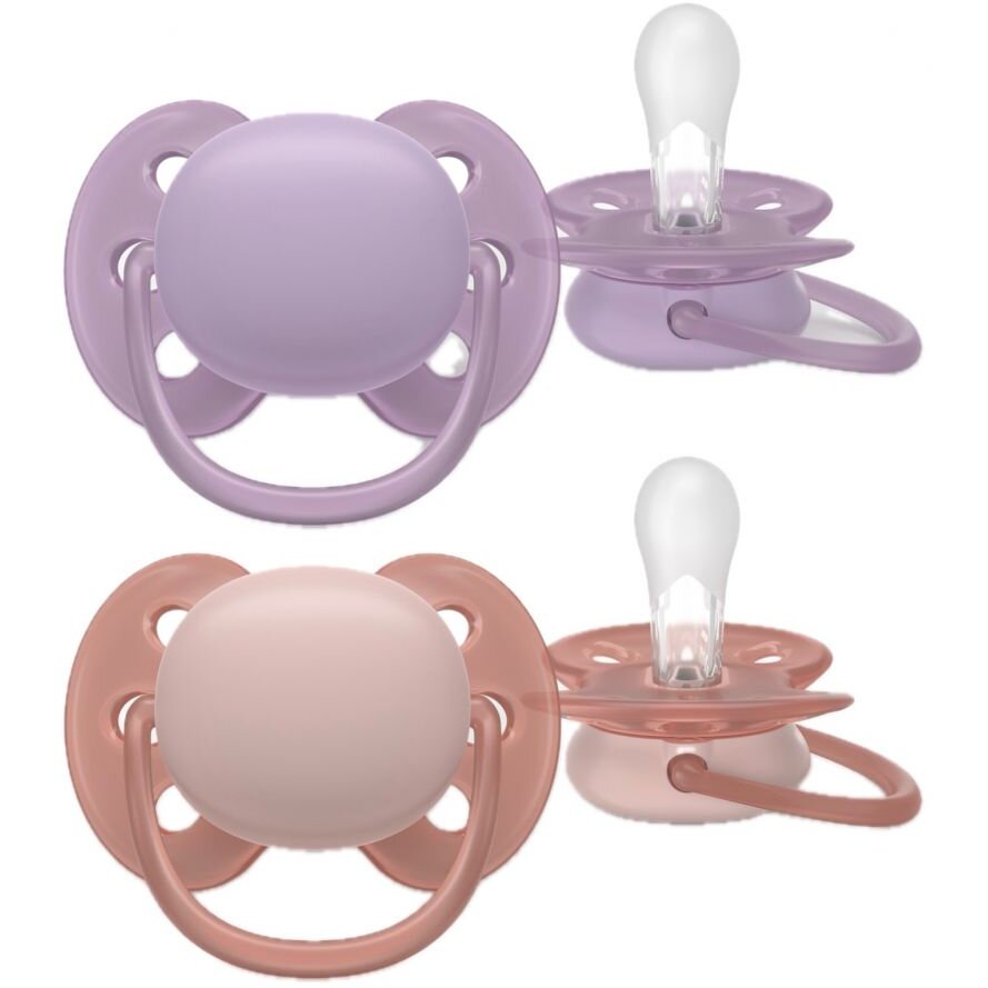 Set 2 Suzete Ultra Soft SCF091/43 cu Disc Flexibil Ortodontice fara BPA 6-18luni Colorat