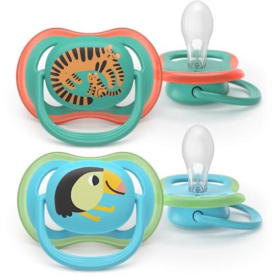 Set 2 Suzete Ultra Air SCF087/11 6-18luni Portocaliu/Verde