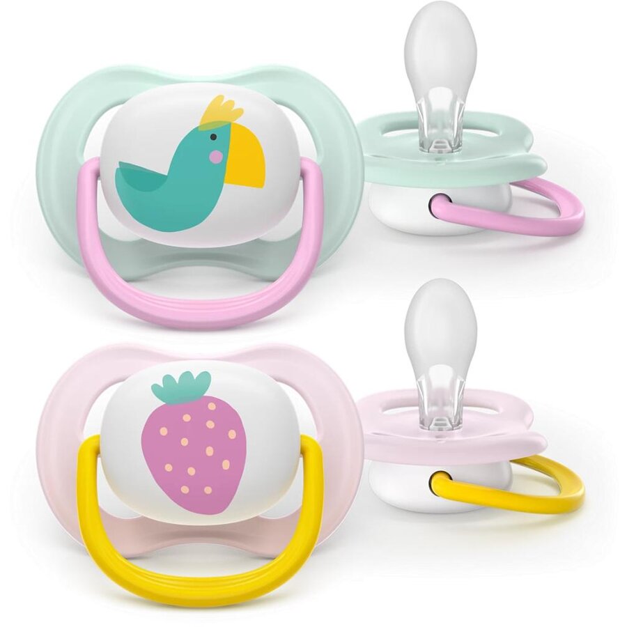 Set 2 Suzete Ultra Air SCF080/24 Ortodontice fara BPA 0-6luni Multicolor
