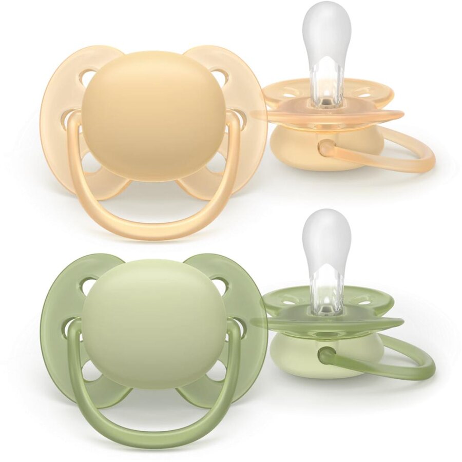 Set 2 Suzete Ultra Soft SCF091/45 Ortodontice 6-18luni Verde/Galben