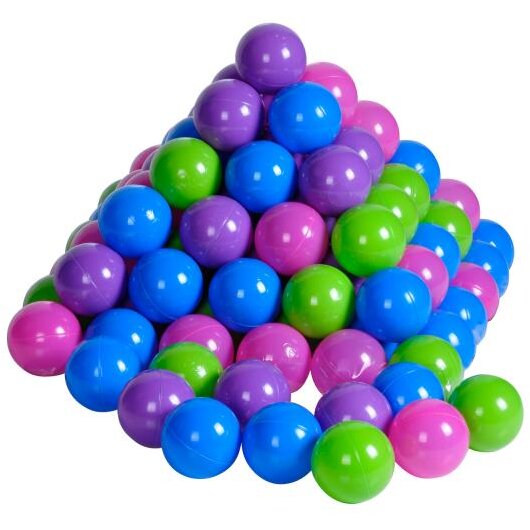 Set 100 Bile din Plastic Moale fara BPA Diametru 6CM 0 Luni+ Multicolor