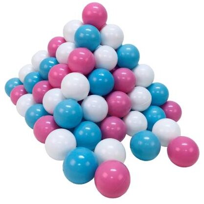 Set 100 Bile din Plastic Moale fara BPA Diametru 6CM 0 Luni+ Roz/Alb/Albastru