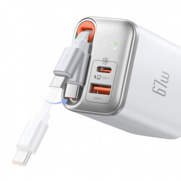 Incarcator Mcdodo Rețea Cu Cablu USB-C CH-4103 FreeGo Display 67W 3.35A 1 x USB-A - 1 x USB-C Alb