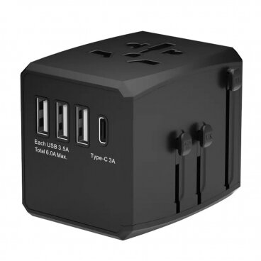 Incarcator Techsuit Rețea HHT904-B3 Travel 30W 3A 3 x USB-A - 1 x USB-C Negru