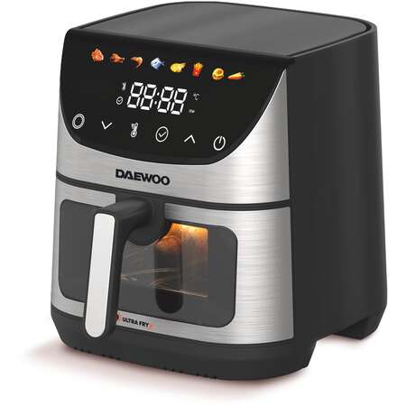 Friteuza cu Aer Cald Daewoo SDA DAF1600IX Capacitate 6.5L Display LED  8 Programe Predefinite Timer 60 Minute Temperatura Reglabila 80-200 Grade Celsius Putere 1600W Negru/Inox