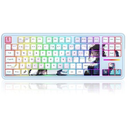 Tastatura Gaming Mecanic Bluetooth Cu Si Fara Fir Redragon Antonium Pro Iluminare RGB Anime Bluemarin