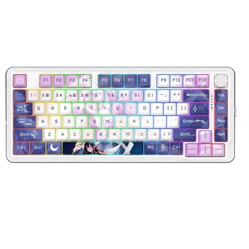 Tastatura Gaming Mecanic Bluetooth Cu Si Fara Fir Cyrus Pro iluminare RGB Anime Alb