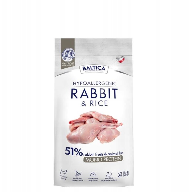 Hrana Uscata pentru Câini BALTICA cu Iepure și Orez M 3 kg