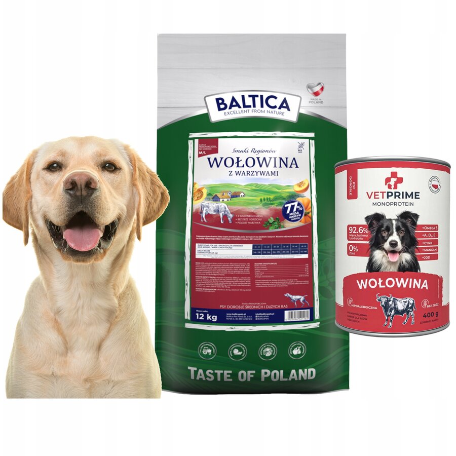 Hrana Uscata pentru Câini BALTICA cu Vita și Legume M / L 12 kg