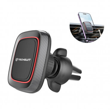 Suport Auto Techsuit S4 Magnetic Universal Grila de Ventilație Negru / Roșu