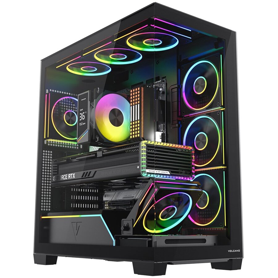 Carcasa Volcano Stellar Plus ARGB Midi 8F Negru