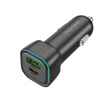 Incarcator Borofone Auto BZ28A Trophie 30W 3A 1 x USB-A - 1 x USB-C Negru — imaginea 3