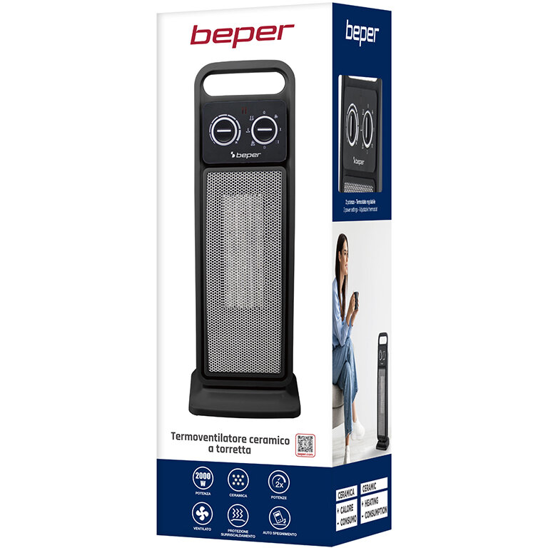 Aeroterma Turn Beper BP203002 2 Trepte de Putere 2000W Negru — imaginea 3