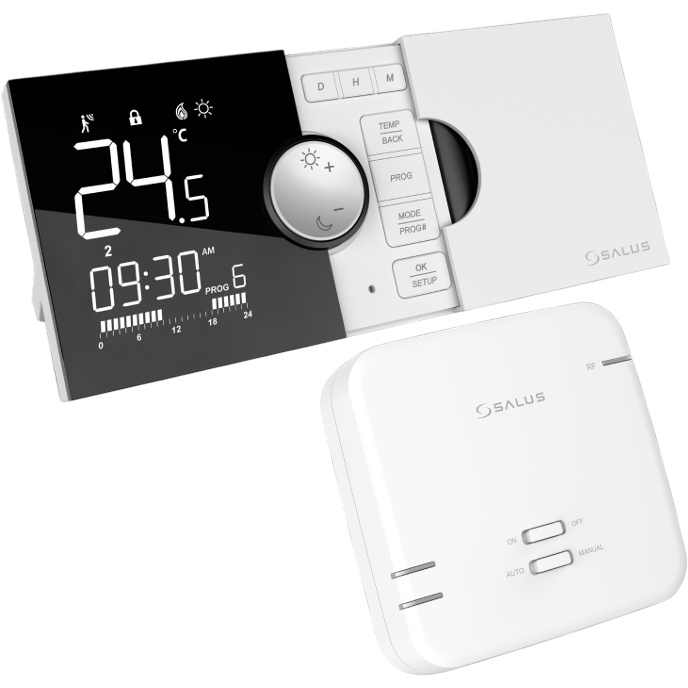 Termostat Ambiental fără Fir Salus 091PRORF Programabil cu Receptor Alb