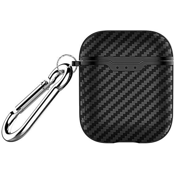Casca de Telefon Carbon Cover compatibila cu Apple AirPods 1/2, Negru