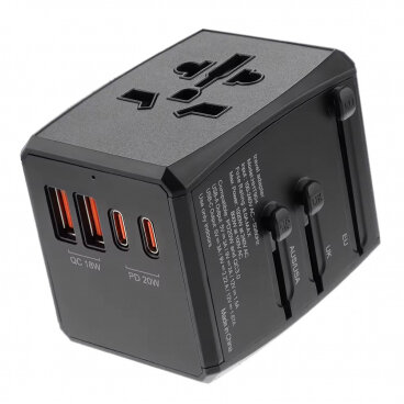 Incarcator Techsuit Rețea HHT904-B2 Travel 20W 3A 2 x USB-A - 2 x USB-C Negru