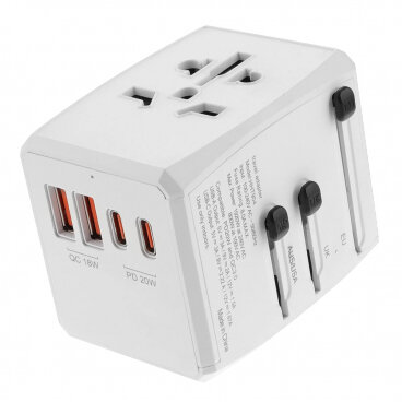 Incarcator Techsuit Rețea HHT904-W2 Travel 20W 3A 2 x USB-A - 2 x USB-C Alb