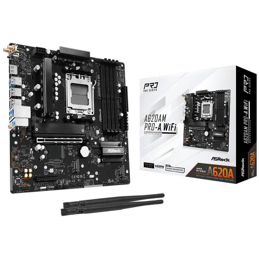 Placa de baza ASRock A620AM PRO RS WIFI, AMD A620A, mATX, DDR5 - imagine 2