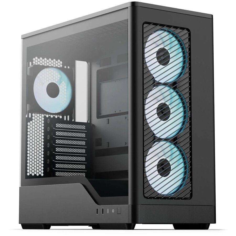 Carcasa D520A Midi-Tower ATX Tempered Glass RGB Negru