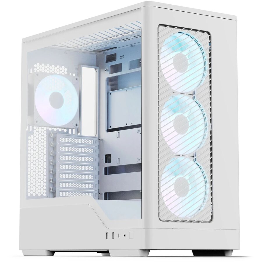Carcasa D520A  Midi-Tower ATX Tempered Glass RGB Alb