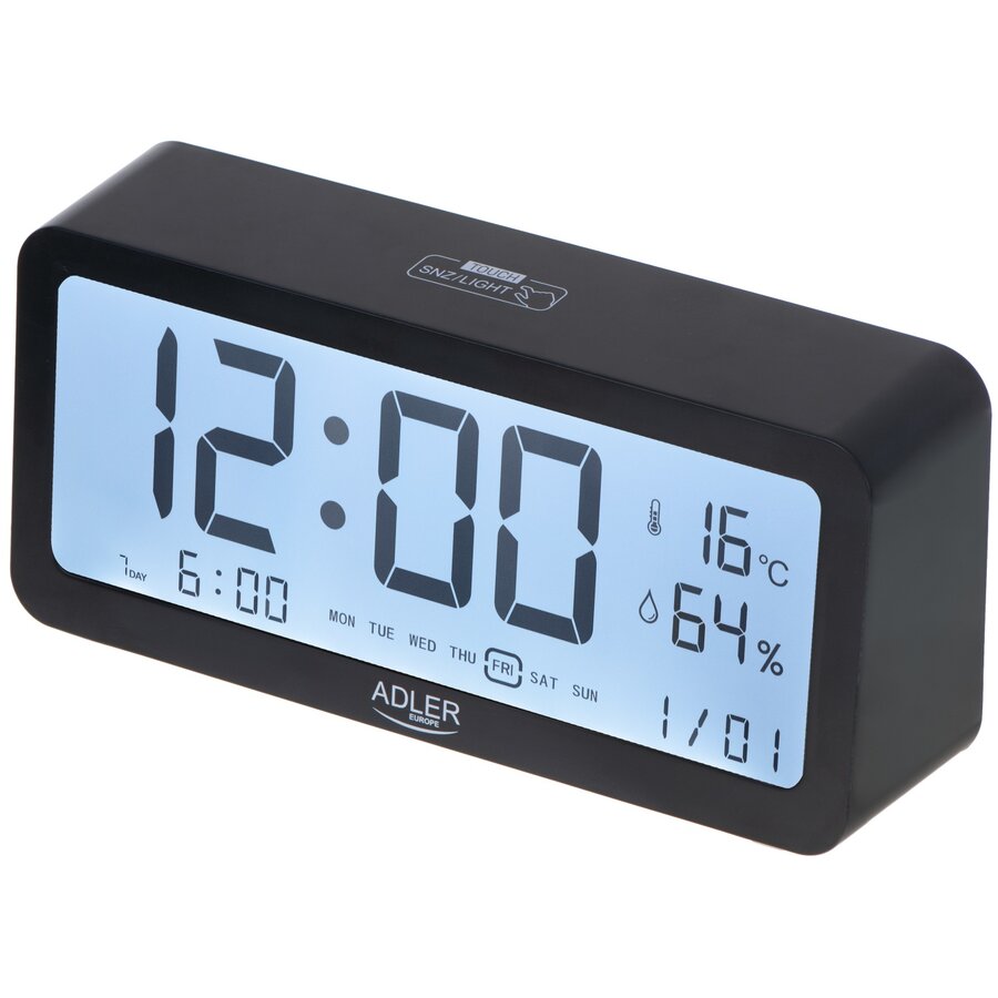 Ceas Digital cu Alarma AD 1195 Ecran Iluminat Alimentare Baterii Negru