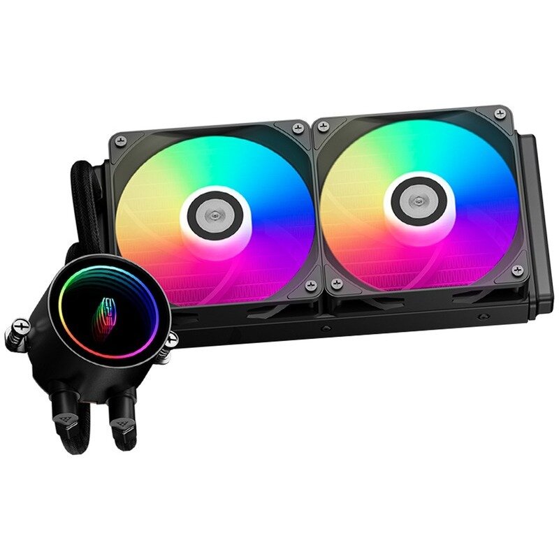Cooler CPU PCCooler DA240 ARGB, 2 x 120mm, 500 - 1800 RPM, iluminare RGB (Negru) - imagine 2