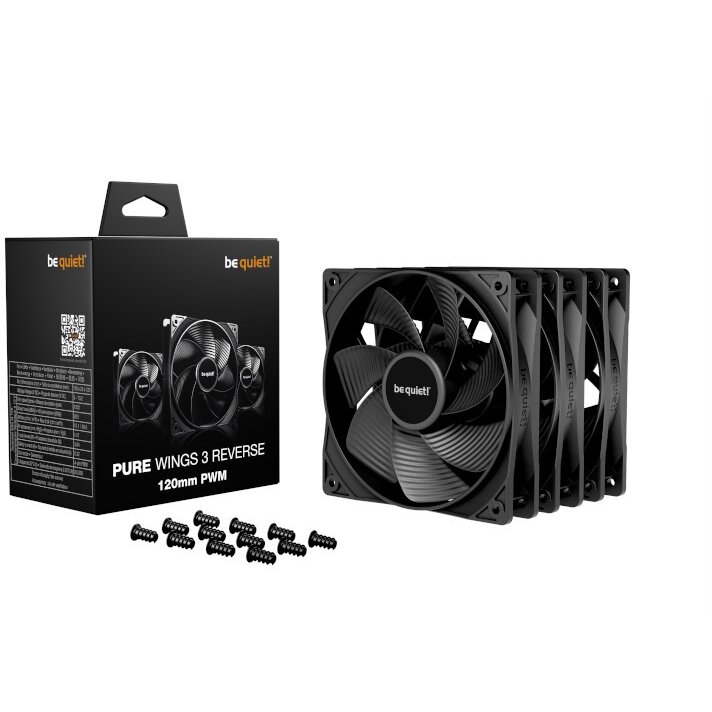 Ventilator Pure Wings 3 Black 120mm PWM Reverse Three Fan Pack