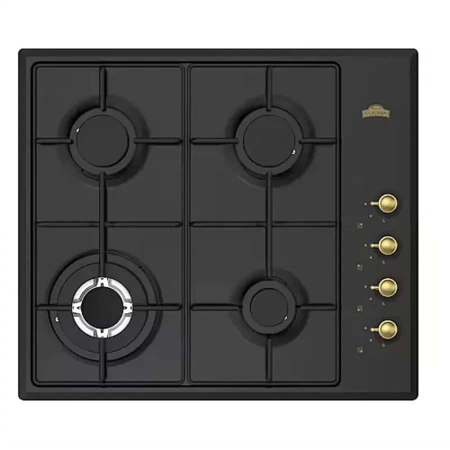 Plita Incorporabila Nuova Cucina Gaz 60cm 4 Arzatoare Wok Negru