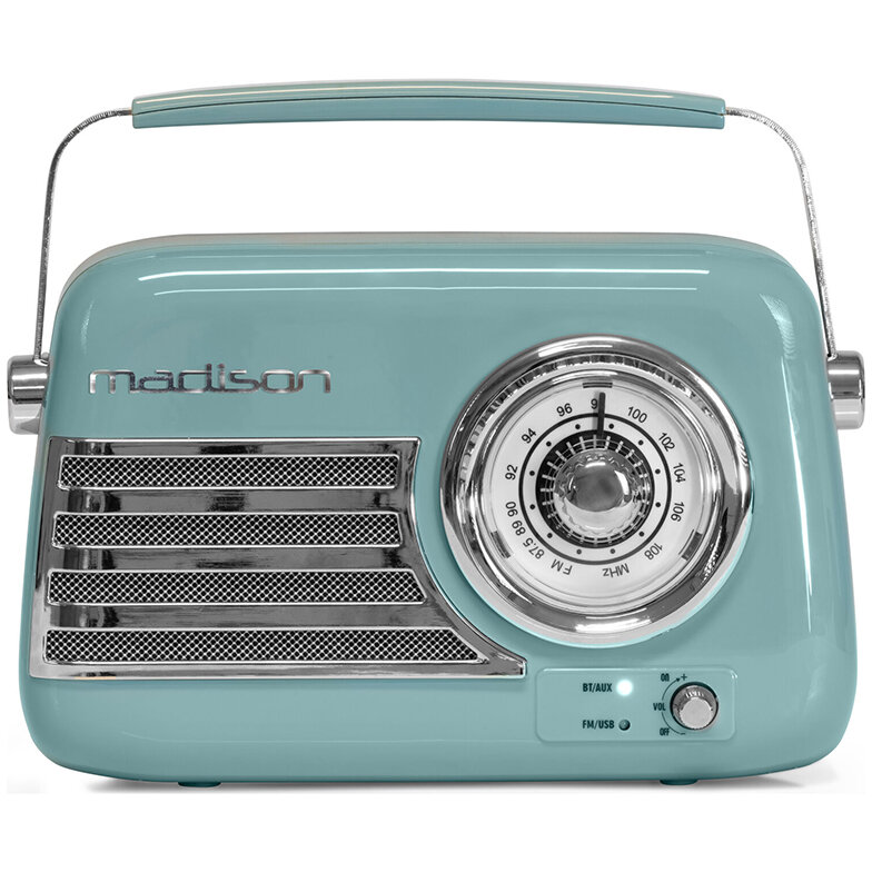 Radio Portabil FM Nostalgia 30W Cu Functie Bluetooth/Aux Albastru
