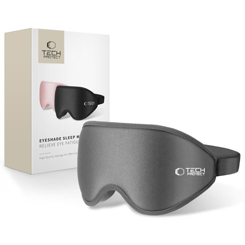Masca de dormit TECH-PROTECT EyeShade, Spuma cu memorie, Curea ajustabila, Gri - imagine 2
