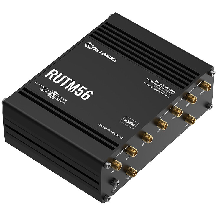 Router Industrial RUTM56 Dual Modem 4G / 5G Suport Dual SIM 5 Porturi Gigabit Wi-Fi 5 Negru