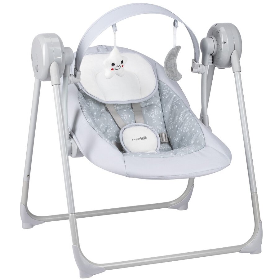 Leagăn Electric Bebeluși FreeON Snuggy 84928 5 Viteze de Legănare 8 Melodii Arcadă Jucării până la 9KG Gri